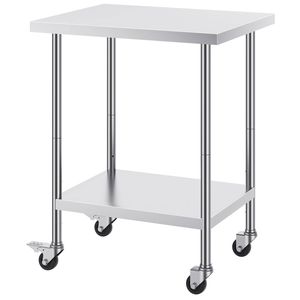 Vevor 610x762x954.6mm Stainless Steel Work Table Silver for Restaurant Home Hotel