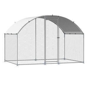 VEVOR 300x200x200cm Metal Chicken Coop with Cover Spire Roof Security Lock for Farm