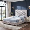 Artiss Double Bed Frame with Tufted Headboard and Plywood Slats Grey