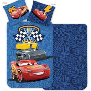 Disney Cars Lightning McQueen Race Flags Kids Cotton Quilt Cover Set - Single Bed Size