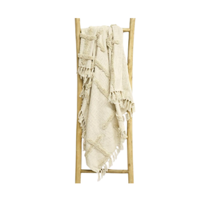 Caliente Throw Blanket With Embroidery- Natural