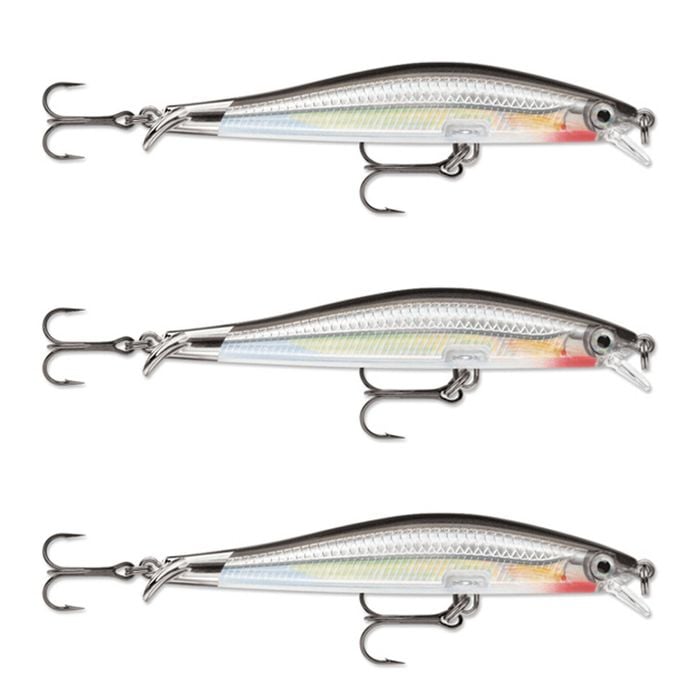3x Rapala 9cm RipStop Shallow Jerkbait Hard Body Fishing Lures - Silver