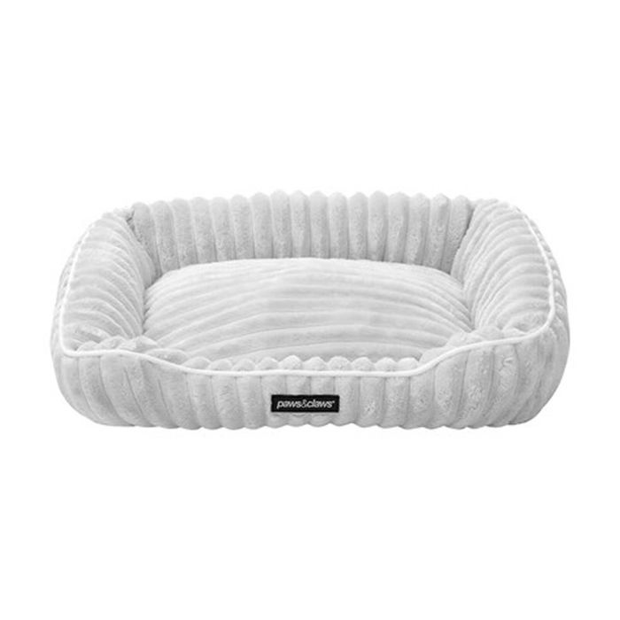 Paws And Claws Ribbed Chinchilla Walled Pet Cat Dog Bed 60x50x18cm Grey