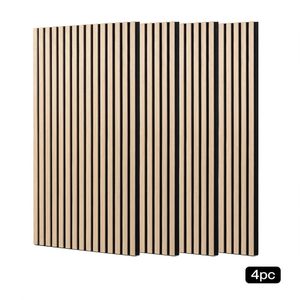 Levede Acoustic Wall Panels 4pc NRC>0.7 120 x 60cm for Interior Wall Decor Oak