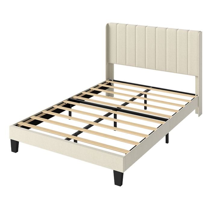 Levede Bed Frame Double Metal Wood Upholstered Panel Platform