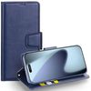 For Apple iPhone 17 Air Case, Hanman Wallet Leather Flip Magnetic Stand Case Cover (Navy Blue)