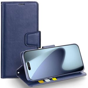 For Apple iPhone 17 Air Case, Hanman Wallet Leather Flip Magnetic Stand Case Cover (Navy Blue)