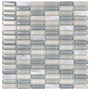 Decor8 298 x 304 x 6mm Light Grey Marble Hamilton Bianca Glass Mosaic Tile
