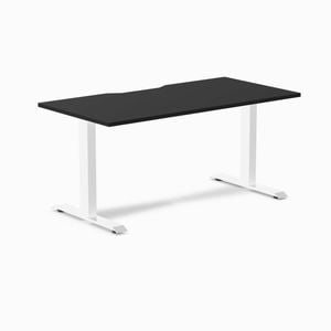 Desky Fixed Height Black Scalloped Melamine Desk 150x75cm White Leg