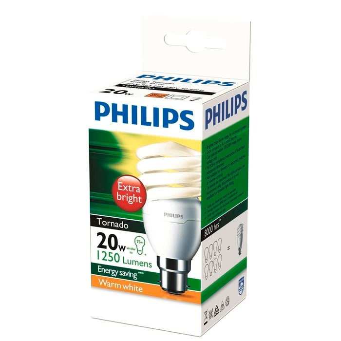 Philips Spiral B22 CFL 1250Lm Warm White 20W Globe