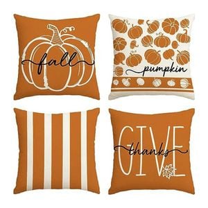 Catzon 4 Pcs Linen Throw Pillow Covers Autumn for Home