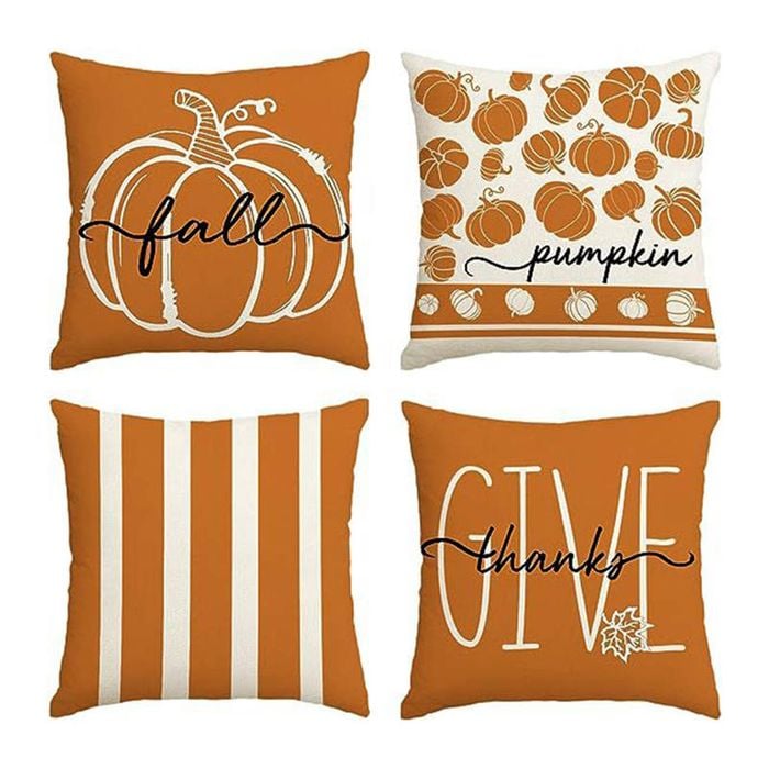 Catzon 4 Pcs Linen Throw Pillow Covers Autumn for Home