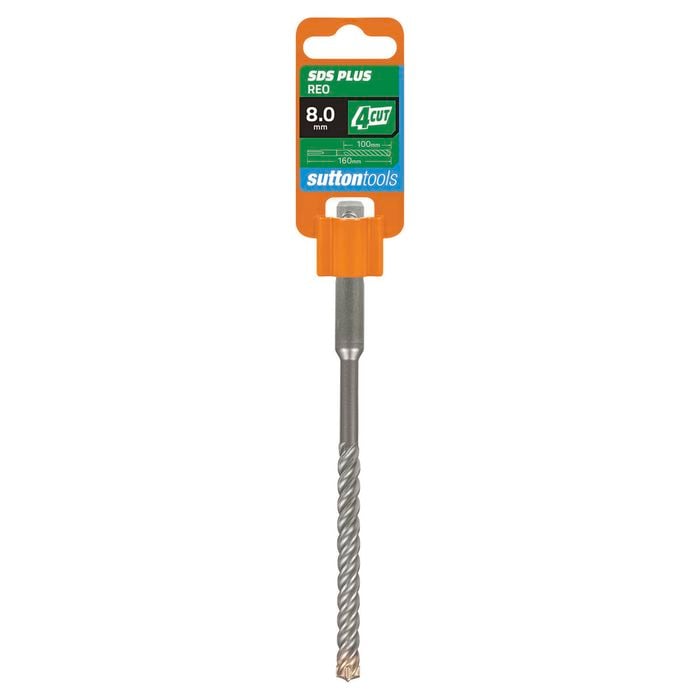 Sutton Tools 8.0 x 160mm 4 Cut SDS Plus Masonry Drill Bit