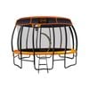 Kahuna Trampoline 14 Ft With Basketball Set And Roof Cover - Orange