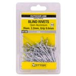 Otter 3.2 x 9.6mm Open Aluminium Blind Rivets - 100 Pack