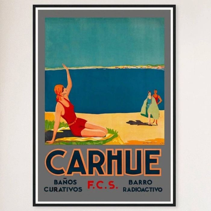 Galrie Carhué Argentina Vintage Travel Poster Stunning Seaside Town Art Print Home Décor, Black Frame, A1 60x 84cm (23 x 33inch)
