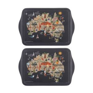 2x 2pc Ashdene Land Down Under AUS Melamine Scatter Tray Black 21x14.2cm
