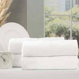 Renee Taylor 4 Piece Ribbed Towel Bath Sheet White