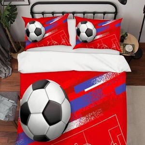 3D Red Football Soccer Quilt Cover Set Bedding Set Pillowcases 43