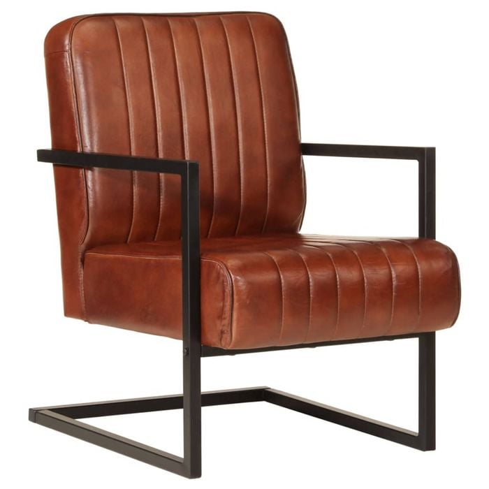 vidaXL Sofa Chair Upholstered Single Sofa Armchair Office Brown Real Leather