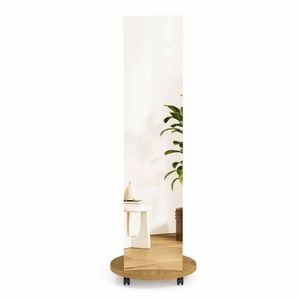 Costway Coat Rack Clothes Tree Hanger Full Length Mirror Natural
