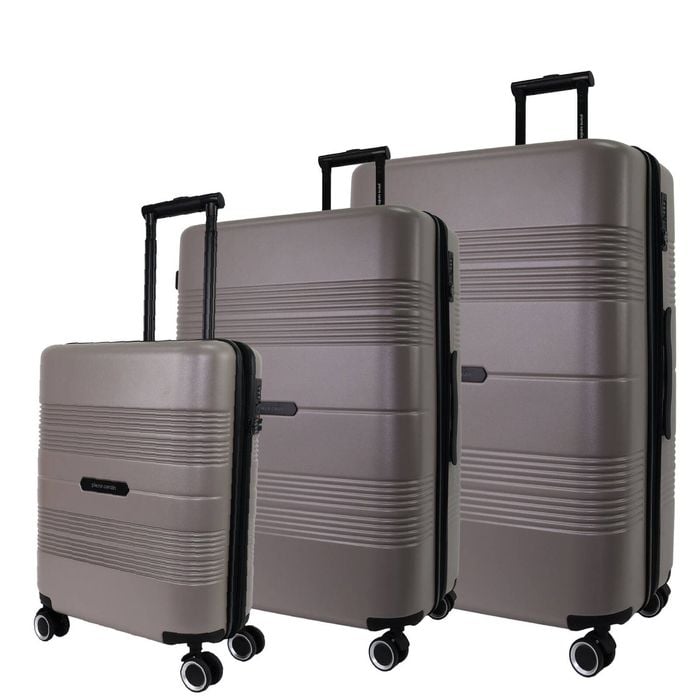 3pc Pierre Cardin Travel Hard Shell Case Cabin/med/lrg Suitcase Set Luggage Tau
