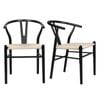 Levede 2x Hans Wegner Wishbone Dining Chairs Black