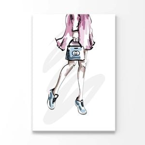 Fancy Sneakers with Blue Bag Print 100% Australian Made 50x75cm (Stretched Canvas)