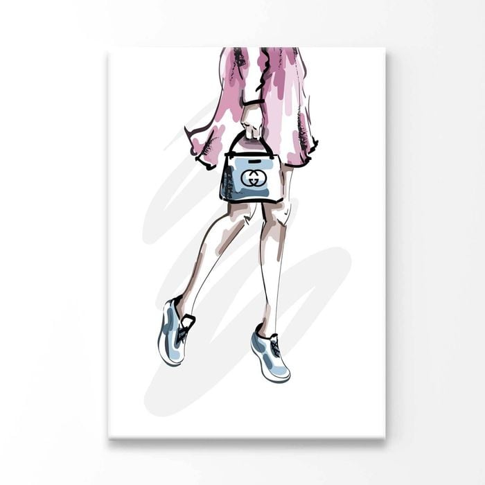 Fancy Sneakers with Blue Bag Print 100% Australian Made 50x75cm (Stretched Canvas)