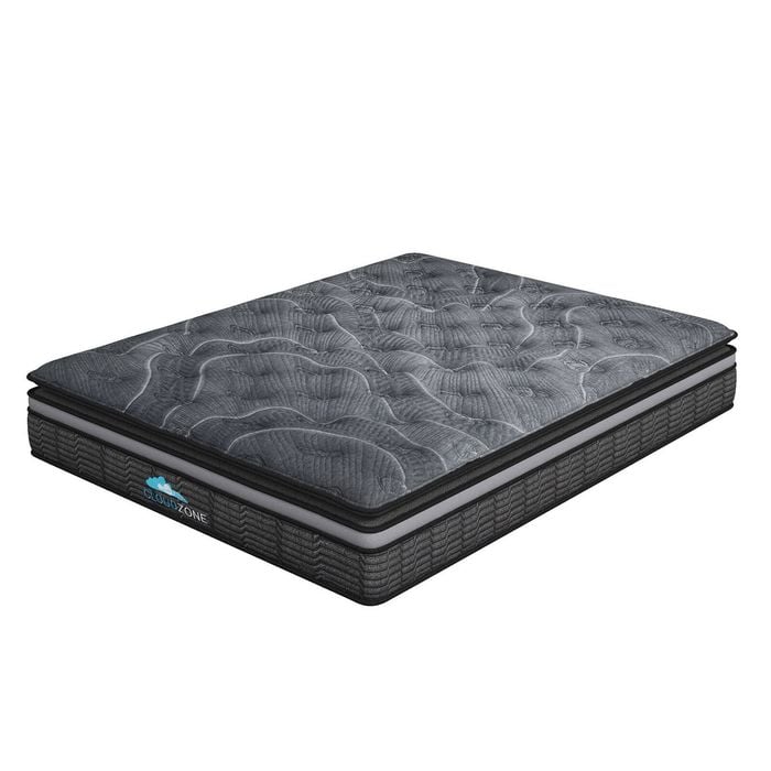 Cloud Zone Double Layer Euro Top Pocket Spring Mattress Plush Medium Firm 34cm Charcoal - Single