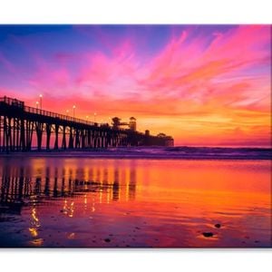 Colorful Sunset On the Ocean View  Print 100% Australian Made 150 x 100cm  (Stretched)