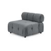Foret 1pc Armless Seat Modular Extension Lounge Couch Tufted Velvet Sofa Dark Grey