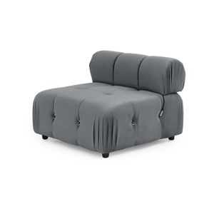 Foret 1pc Armless Seat Modular Extension Lounge Couch Tufted Velvet Sofa Dark Grey