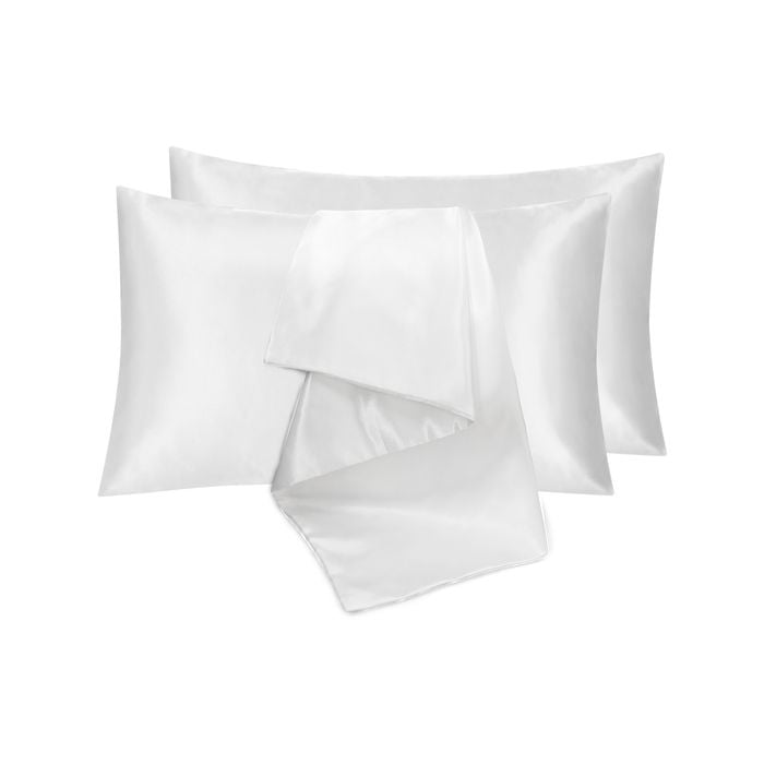 LINENOVA Satin Pillow Case Queen Size Pair White