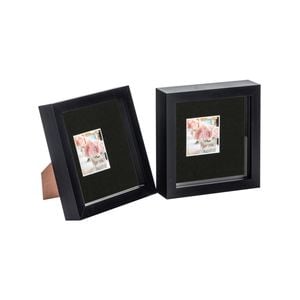 Nicola Spring 2 Piece 6 x 6 3D Shadow Box Photo Frame Set - Craft Display Picture Frame with 4 x 4 Mount - Black