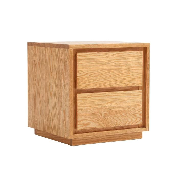 Miuz Solid Oak Wood Bedside Table, Large Side Storage End Table Shelf Nightstand