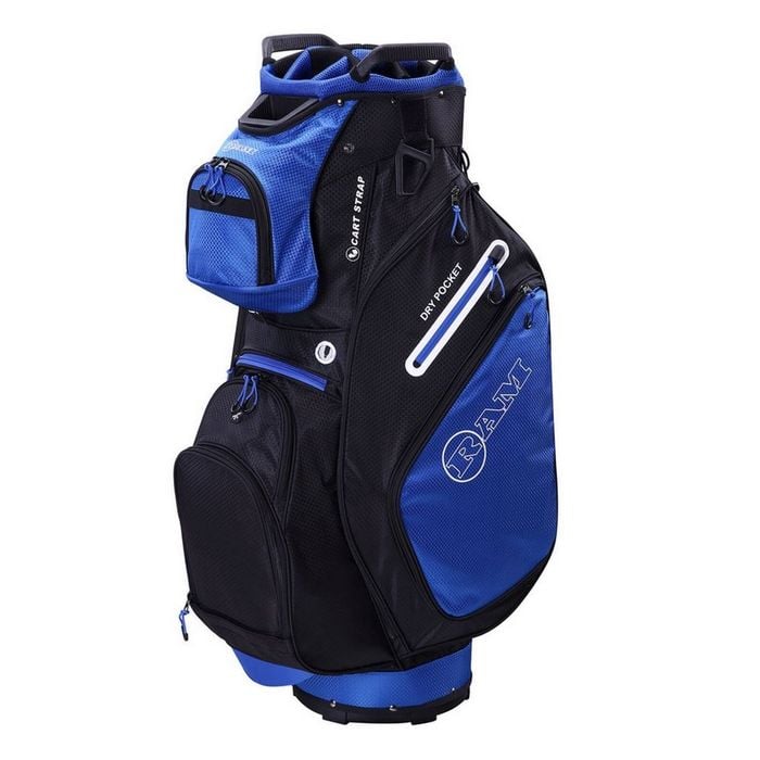Ram Golf Fx Deluxe Golf Cart Bag With 14 Way Divider Top - Blue/black