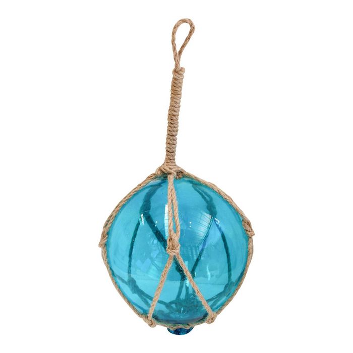 Glass Round 20cm Ball Sphere w/ Jute Rope Hanging Home Room Decor Large Azure