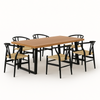 Stanley Wooden Beveled-Edge Dining Table with 6 Chairs