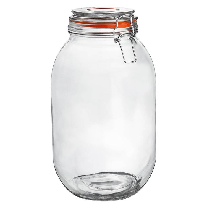 Argon Tableware Glass Storage Jar - 3l/105.5oz - 4 Colour Seals Airtight Kitchen Storage Container Preserving Jar