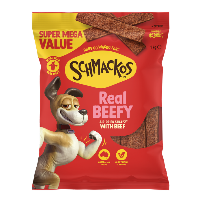 Schmackos 1kg Beef Strapz Dog Treat