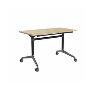 Olg Modulus Flip Table Black And Silver Frame New Oak Ravine Top L2100mm X W900mm