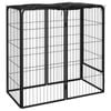 vidaXL Dog Playpen 6 Panels Black Powder-coated Steel Dog Kennel Puppy Cage