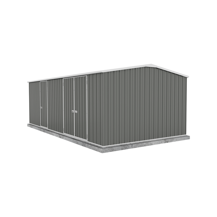 Absco Sheds 5.96 x 3.0 x 2.06m Woodland Grey Workshop Three Door Garden Shed