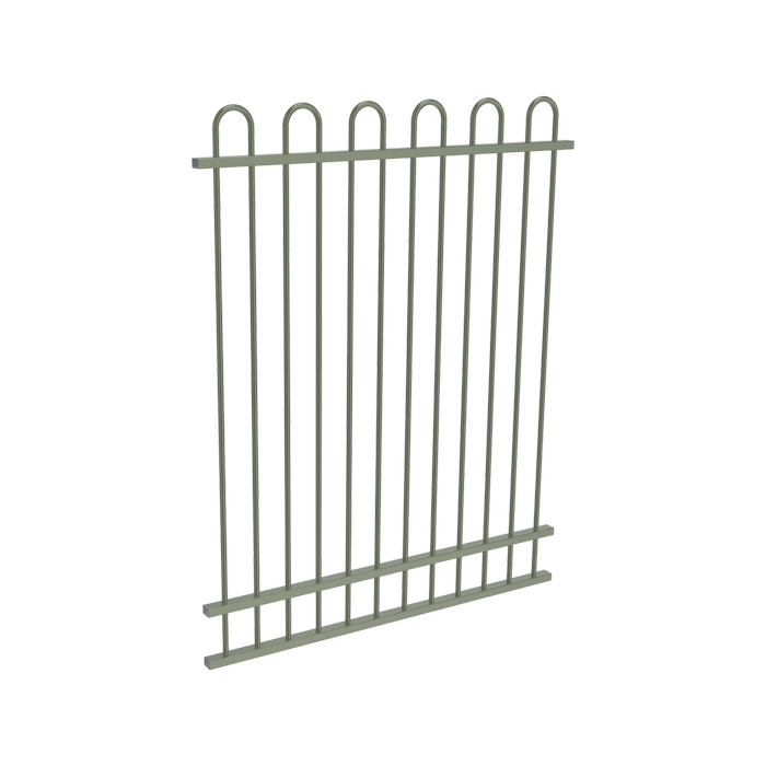 ProtectorAl 350 - 1200 x 1500mm Pale Eucalypt Aluminium Loop Top Pool Fence Panel With Mid Rail