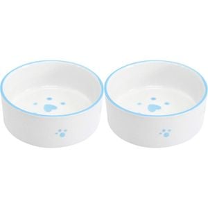 2PK LVD Ceramic Small/Medium Pet Drinking/Feeding Bowl 13x5cm Blue Paws