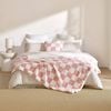 Dreamaker Checkered Plush Throw Blanket Pink & Cream - 180 X 200cm
