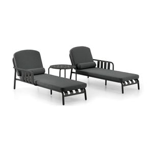 Mornington Outdoor Aluminium Sun Lounge Set With Side Table Midnight