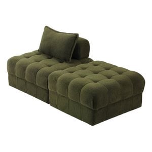 Oikiture 2 Seater Boucle Modular Sofa & Ottoman Set