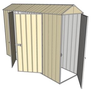 Build-a-Shed 0.8 x 3 x 2.1m Gable Single Hinged Door Shed with Double Hinged Side Door - Cream